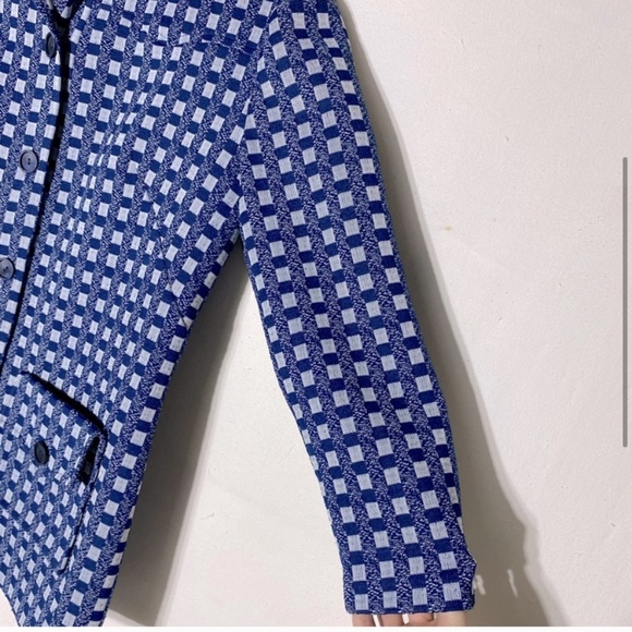 Vintage Handmade Blue Plaid 70s Style Light Jacket L - Picture 4 of 12